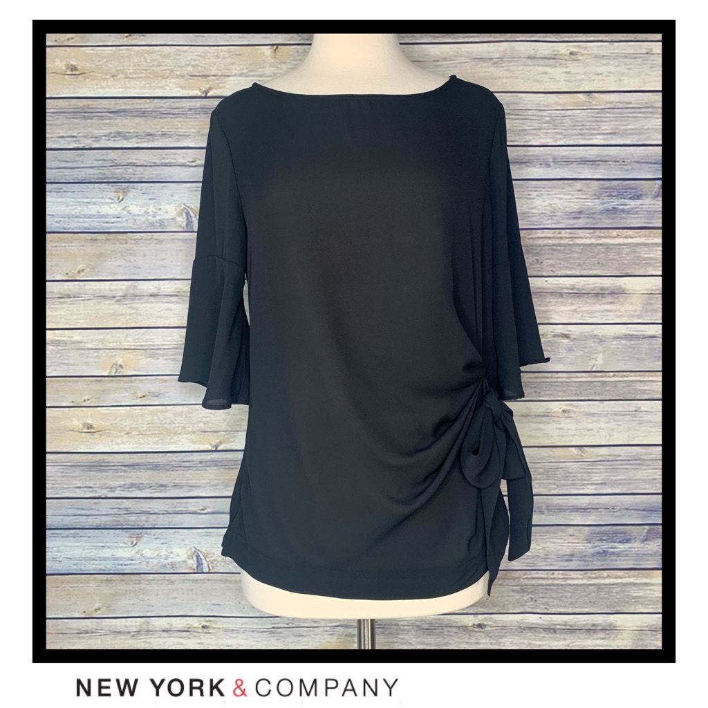Nwot 7th Ave New York And Co Side Bow Tie Blouse, Size Small